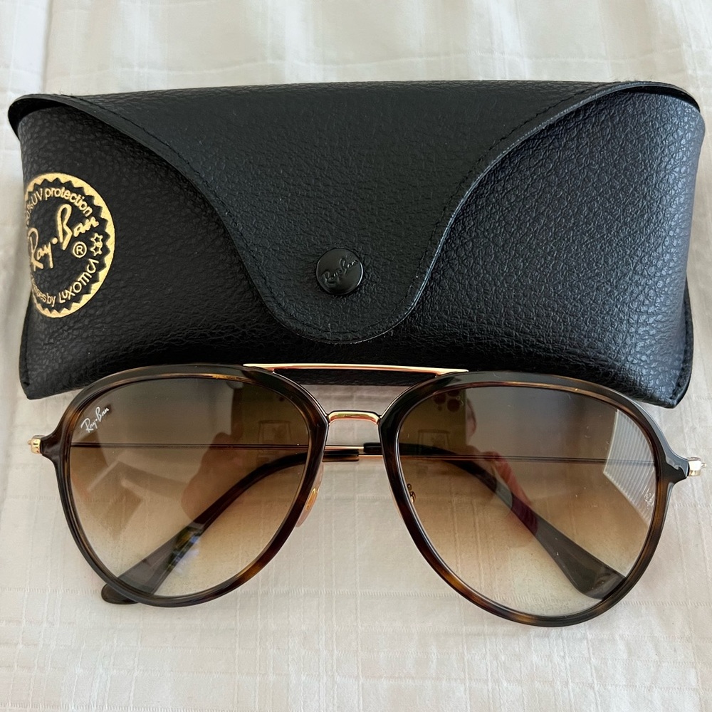 🤎MINT🤎 Ray Ban RB4253 Aviators in Light Havana w/ Pink/Brown Gradient Lenses